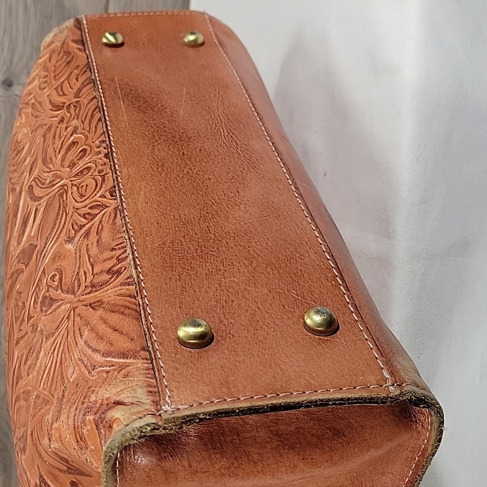 Patricia Nash Tooled Floral Leather Tote in Cognac Brown - Picture 8 of 16